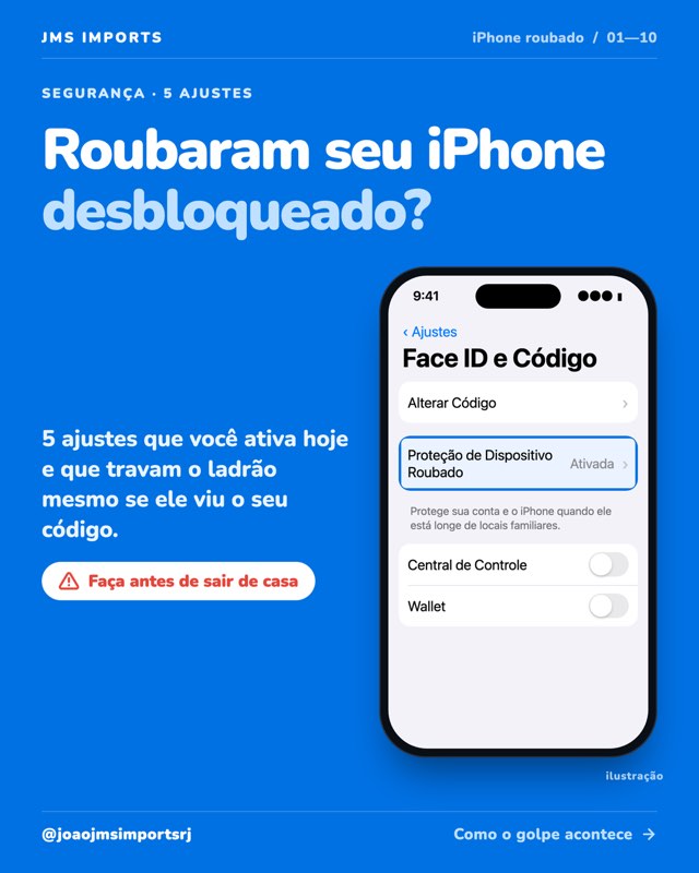 Carrossel: roubaram seu iPhone desbloqueado: 5 ajustes de segurança